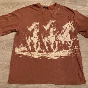 Attitude Not Included Wild and Free Brown Horse T-Shirt Size XL